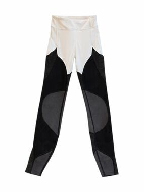 Lululemon Lab Black White Colorblock Mesh Panel Leggings Size 4